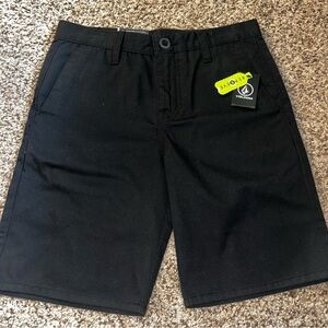 Volcom Youth Frickin Chino Shorts Boys Black Straight Beach NEW